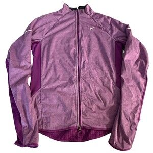 Nike Dri-Fit Running Jacket Wmns L Purple Full Zip Thumbholes Pockets Reflective